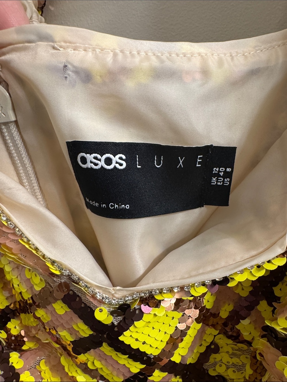 ASOS LUXE Yellow Plaid Sequin Puff-Sleeve Mini Dress - Picture 2 of 12
